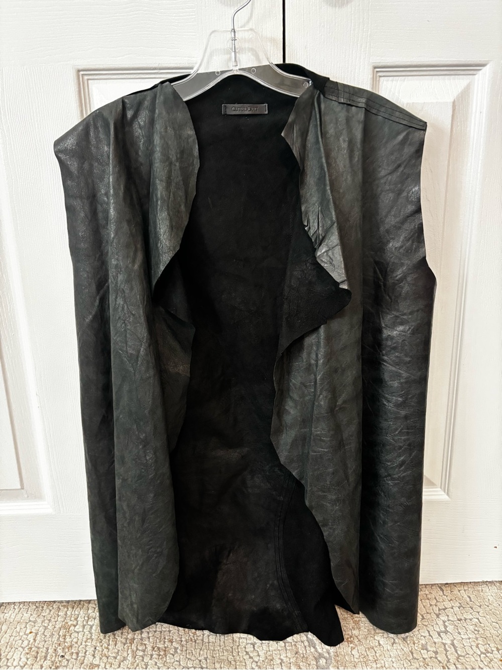 Culture Cult Black Leather and suede Drape Vest Womens M